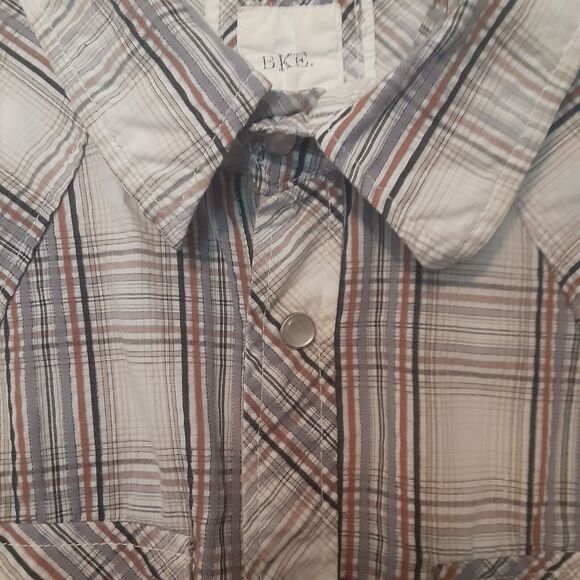 Buckle BKE Men Shirt XL Gray Plaid Slim Fit Pearl Snap Long Sleeve Western - Picture 4 of 10